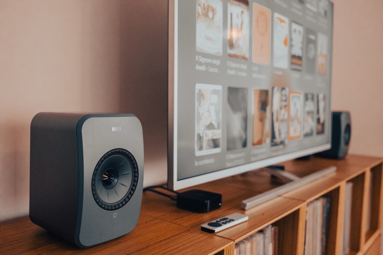 KEF LSX II speakers with Apple TV and Jellyfin